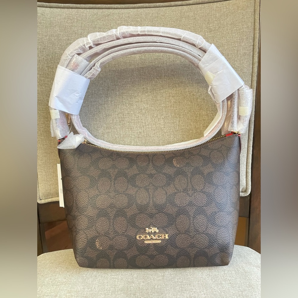 NWT！COACH Zip Top Shoulder Bag In Signature Canvas（COACH CX610）FAST SHIPPING